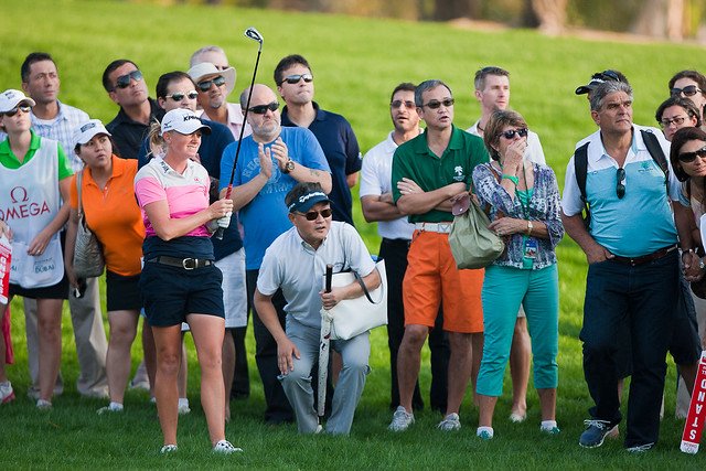 Stacy Lewis hits from rough