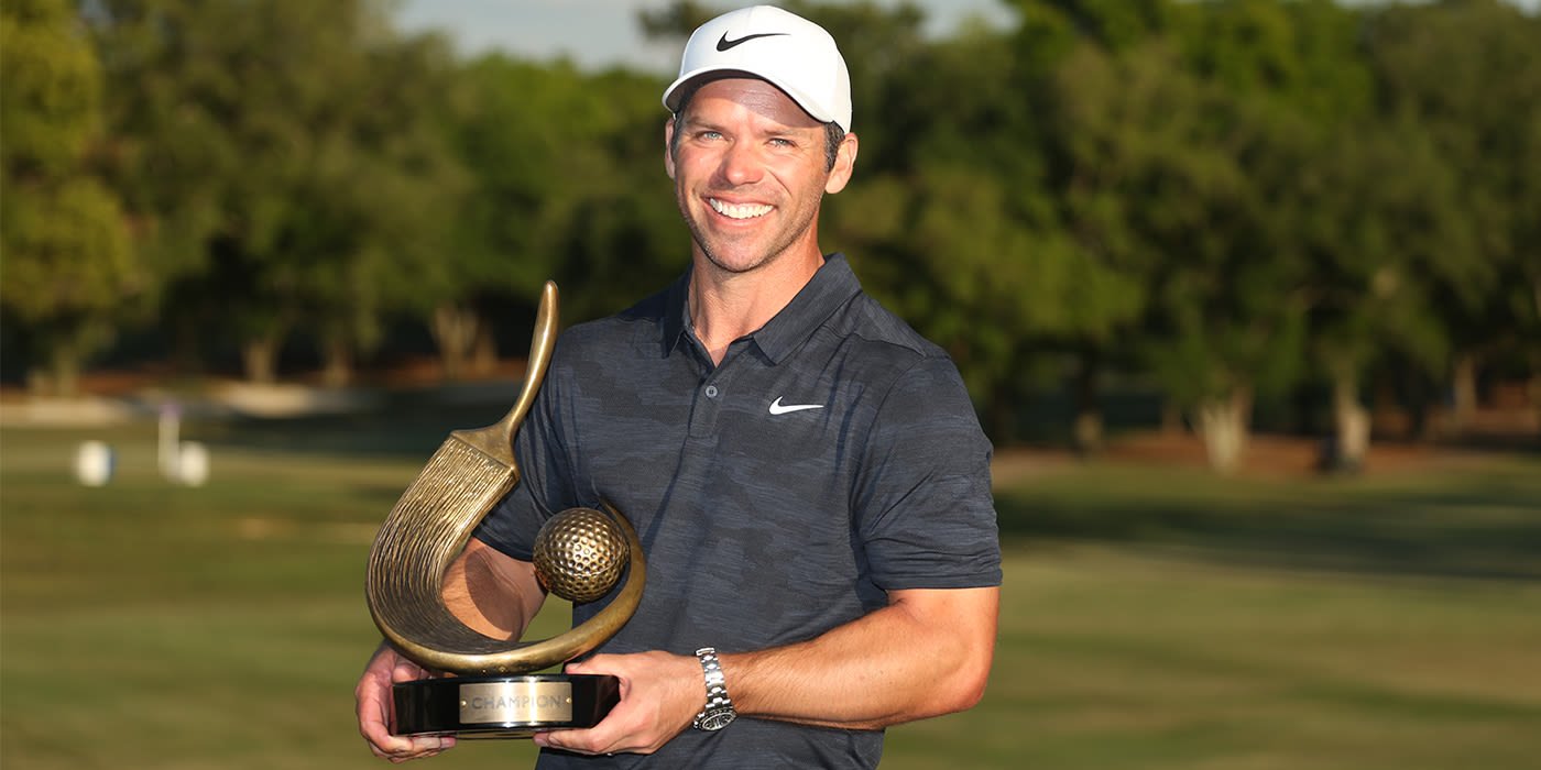 Paul Casey with his second Valspar trophy