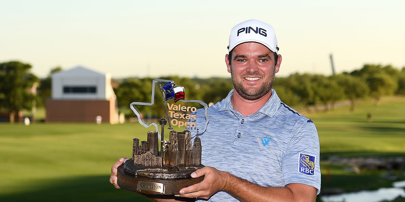 Corey Conners with his Valero Texas Open trophy
