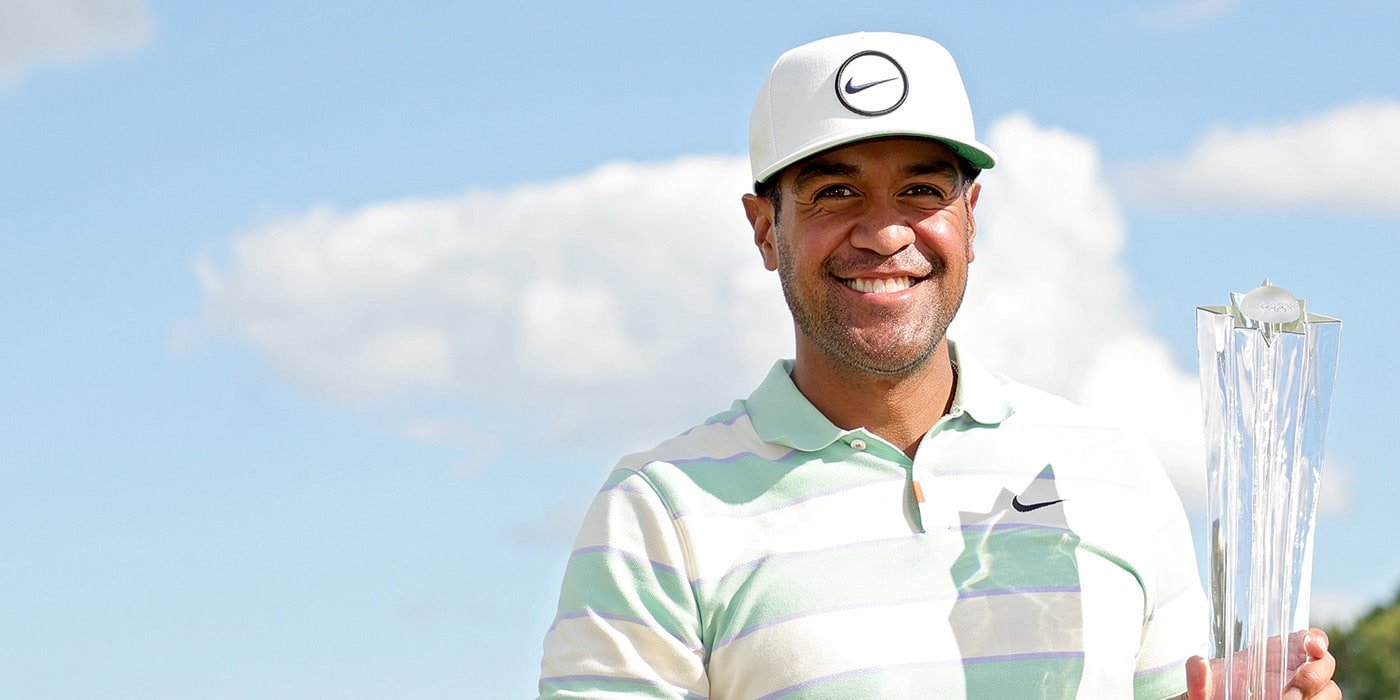 Tony Finau with 3M trophy
