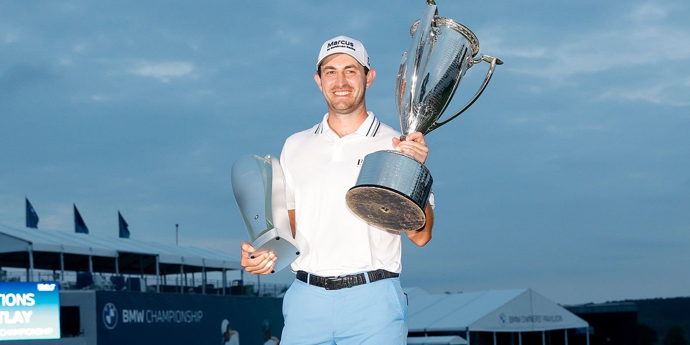 Patrick Cantlay with both BMW trophies