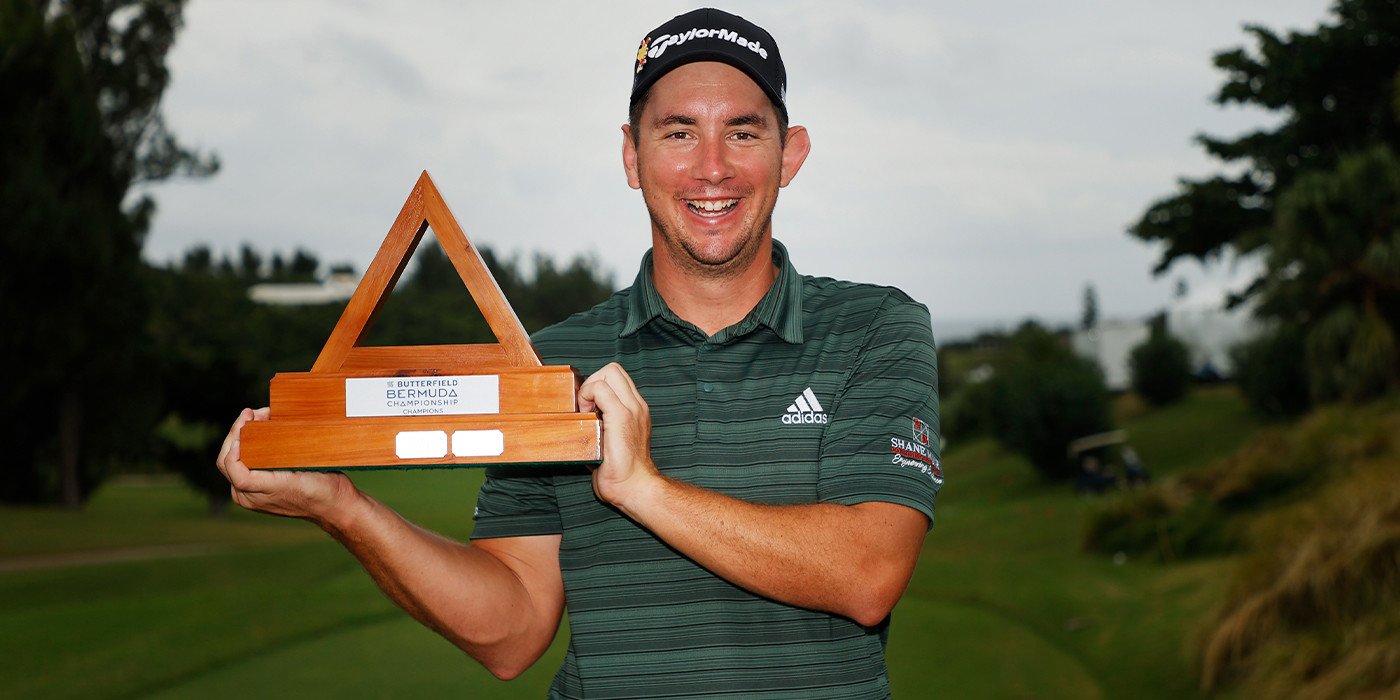Lucas Herbert with Bermuda trophy