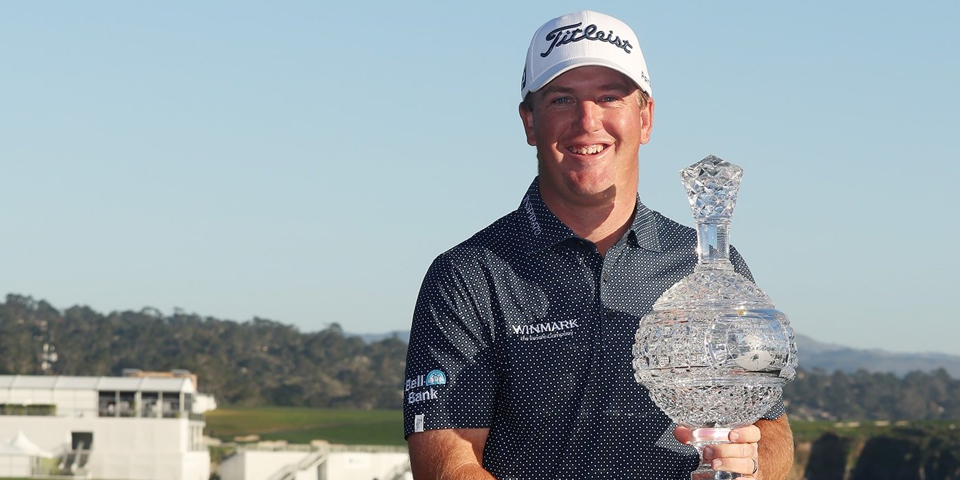Tom Hoge with AT&T trophy