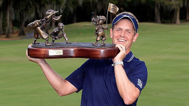 Luke Donald holds one of the most collectible Disney sculptures around
