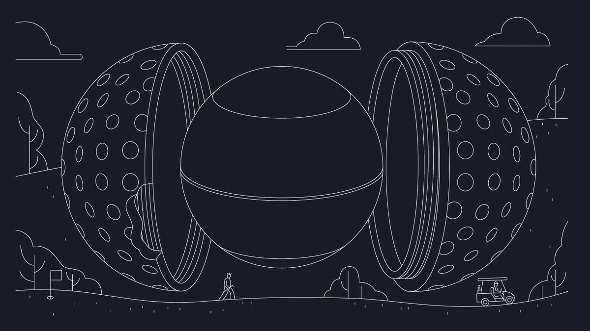 Stylized drawing of the insides of a golf ball