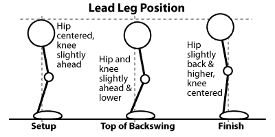 Positions of the lead leg during the swing