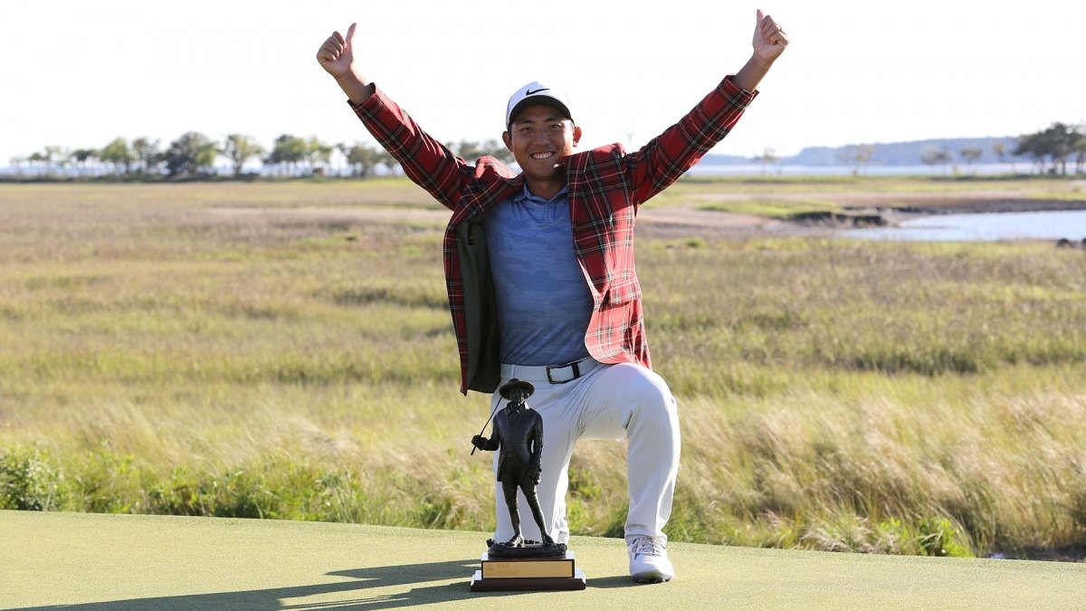 C.T. Pan with RBC Heritage trophy and tartan jacket